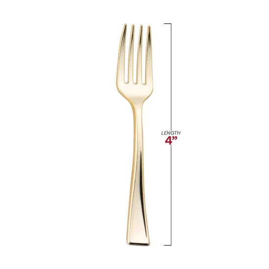 Shiny Metallic Gold Mini Plastic Disposable Tasting Forks (600 Forks) {3}