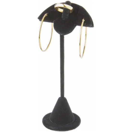 Plymor Black Velvet Fan Shaped Two Pair Earring Display Stand, 2.75" W x 2" D x 5.75" H {3}