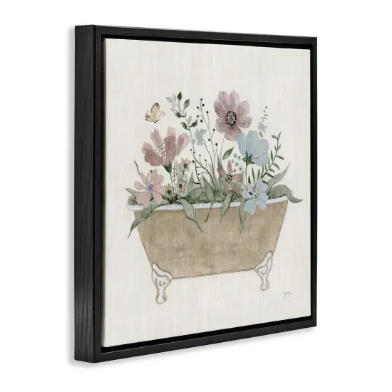 Stupell Industries Cottage Florals in Bathtub Floating Frame Design by Janet Tava {3}