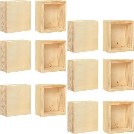 24 Pack 4 Inch Square Wood Box Unfinished Small Wooden Boxes for Crafts (Outer 4.1x 4.1x 2.4 in,Interior 3.5 x 3.5 x 2.3 in) {3}
