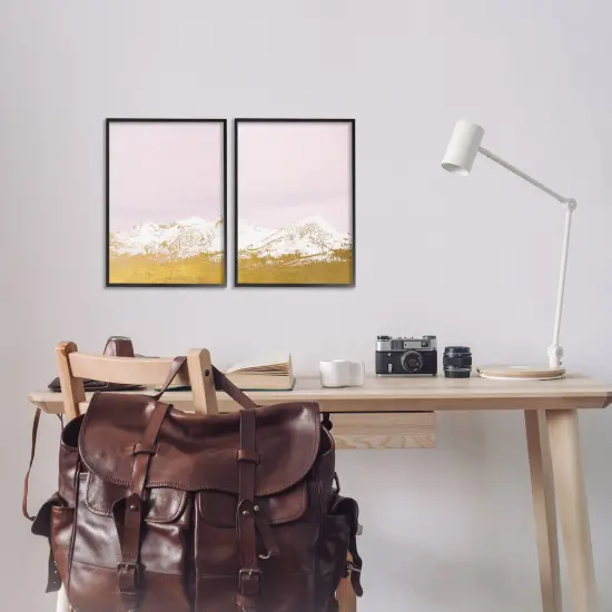 Stupell Industries Snow Tipped Mountains on Pink 2pc Framed Giclee Set Design by Gemma Bardot {2}