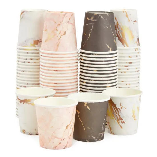 100 Pack 4 Oz Mini Disposable Paper Cups - Marble Disposable Party Cup for Espresso, Mouthwash, Tea, Coffee, Versatile Espresso Cups Multicolor {1}