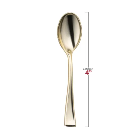 Shiny Metallic Gold Mini Plastic Disposable Tasting Spoons (600 Spoons) {4}