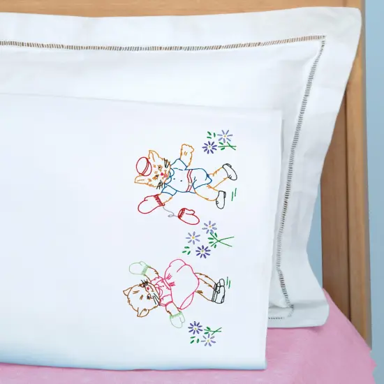 Jack Dempsey Children's Stamped Pillowcase W/Perle Edge-Kittens {3}