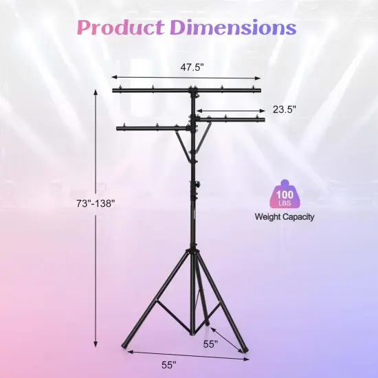 Costway Pro Audio Tripod Lighting Stand with 6.1-11.5 FT Adjustable Height 100 LBS Capacity {3}