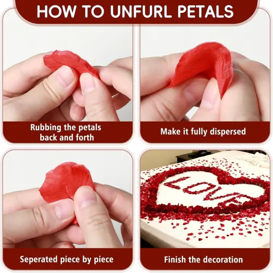 1200 PCS Artificial Silk Rose Petals Decoration for Romantic Night, Wedding, Event, Party, Valentines,Rose Petals for Bedroom,Fake Roses Petal Faux Flowers, Artificial Roses Petals {2}