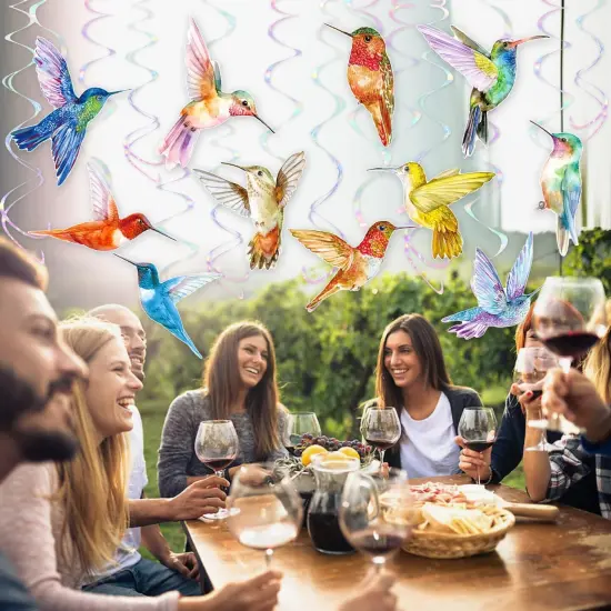 Hummingbird Hanging Swirls 20Pcs Hummingbird Birthday Decorations Hummingbird Ceiling Decor Tropical Bird Party Hanging Streamer for Summer Flying Birds Baby Shower Supplies {5}
