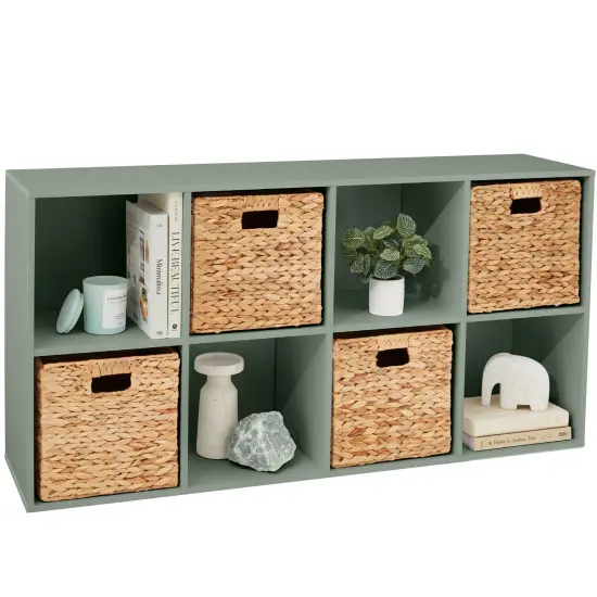 Best Choice Products 8-Cube Bookshelf, 13.5in Display Storage System, Organizer w/ Removable Back Panels Sage {1}