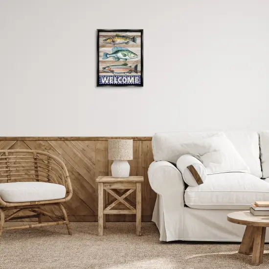 Stupell Industries Welcome with Rustic Fish Floating Frame Design by Nicole DeCamp {2}