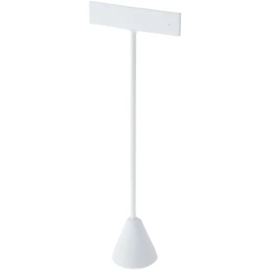 Plymor White Faux Leather "T" Style, Single Pair Earring Display Stand, 2.5625" W x 1.25" D x 6.75" H {1}