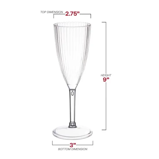 Clear Stripe Round Disposable Plastic Champagne Flutes - 8 oz. (48 Glasses) {3}
