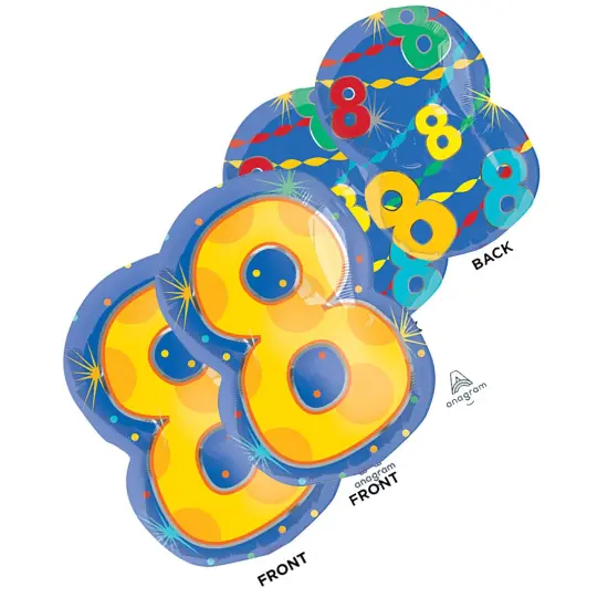 Number 8 Confetti Dots 20 Inch Foil Mylar Balloon {3}