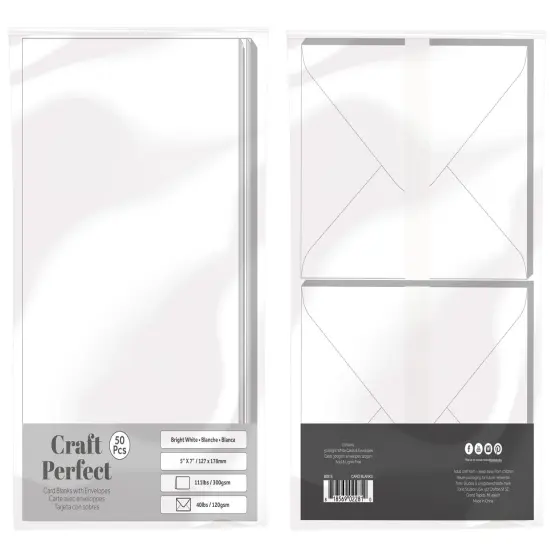Craft Perfect Card Blanks 5"X7" 50/Pkg-White {1}