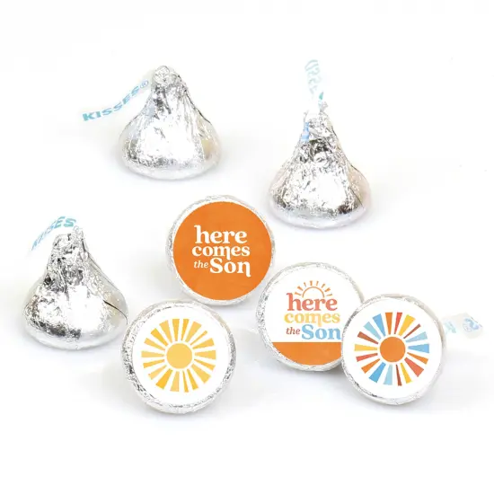 Big Dot of Happiness Here Comes The Son Small Party Stickers, Boy Boho Baby Shower Round Candy Favors, Labels Fit Chocolate Candy (1 sheet of 108) {1}