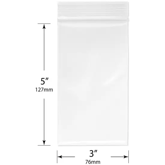 Plymor 3" x 5", 6 Mil Industrial Duty Zipper Reclosable Plastic Bags {3}