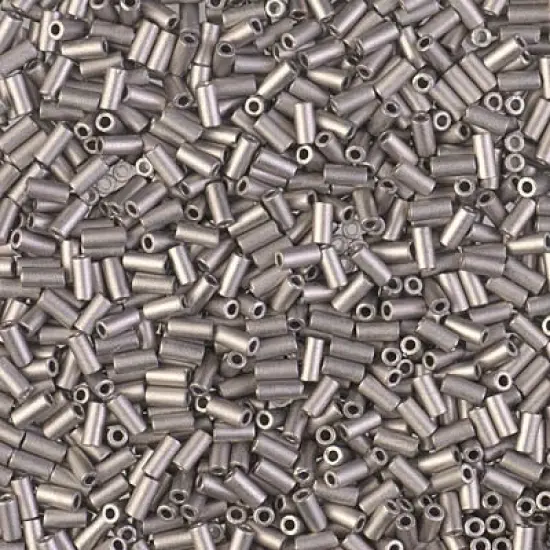 Miyuki 3mm (#1) Bugle Beads, Matte Nickel Plated , BGL1-190F, 8.5 grams {1}