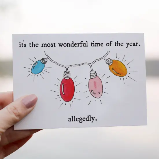 Funny Christmas Card - 24-Pack Holiday Greeting Cards with "It's the Most Wonderful Time of the Year. Allegedly." Message and Festive Light Design, Blank Inside for Personalized Holiday Wishes - Playful and Unique Stationery Set {3}