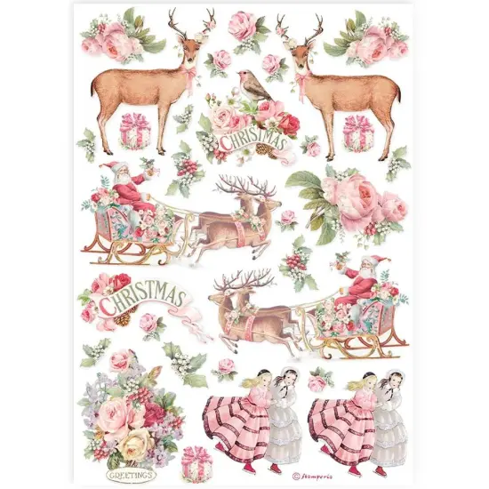 Stamperia Assorted Rice Paper A4 6/Sheets-Classic Christmas {7}