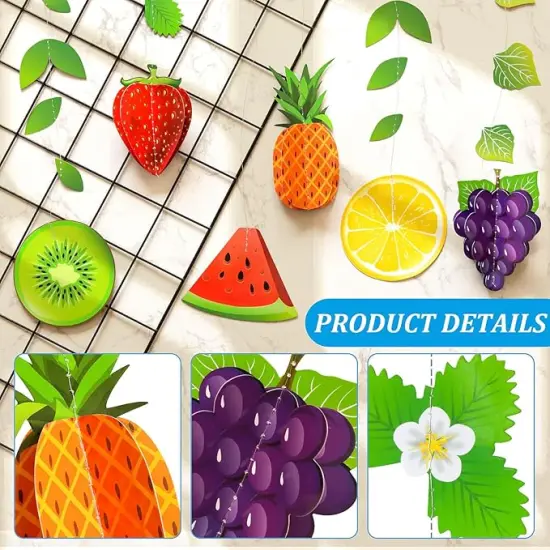 12PCS Fruit Banner, Summer 3D Fruit Decorations Garland, Twotti Frutti Hanging Backdrop Decora for Themed Birthday Baby Shower Party Supplies {4}