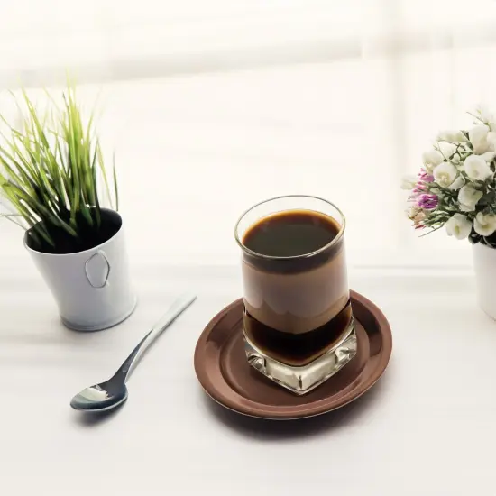 Avon Set of 4 Stainless Steel Copper Finish Tabletop Coasters - 3.75" Brown {6}