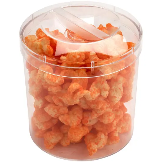 Pioneer Plastics 269C Clear Round Plastic Container with Pinch Style Lid, 5.125" W x 5.125" H {4}