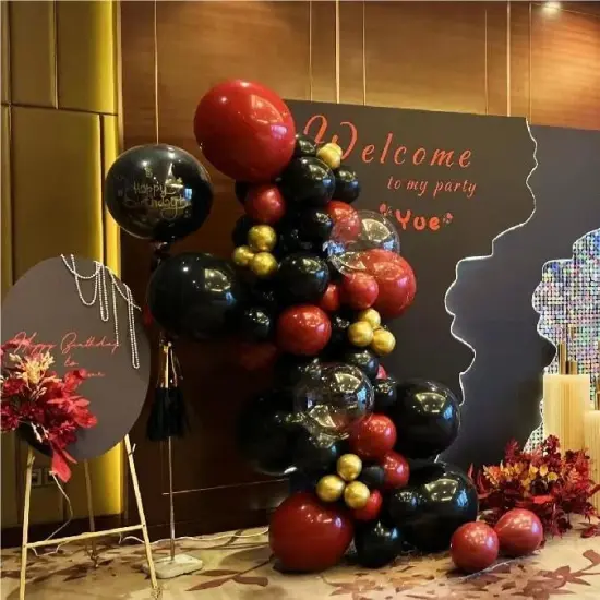 Black Gold Red Balloons Garland Arch Kit, 141Pcs Latex Balloons Different Sizes 18 12 10 5 Inch for Party Decorations {4}