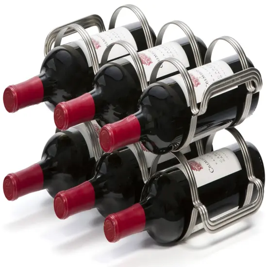 Mango Steam 6 Bottle Counter-top Wine Rack - Storage Organizer for Kitchen Black {11}