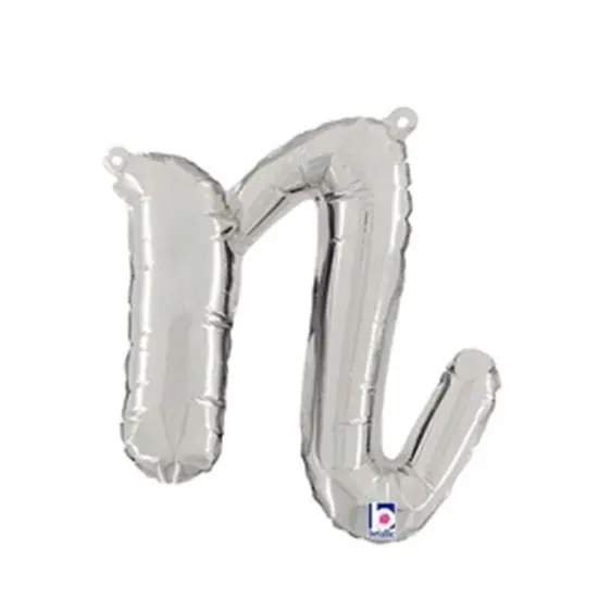 Betallic&reg; 14 Inch Script Letter N Silver Air Fill Only Balloon {1}