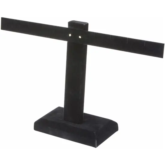 Plymor Black Velvet T-Bar Earring Display Stand Four Pair Earring Display Stand, 10.25" W x 6" H {1}