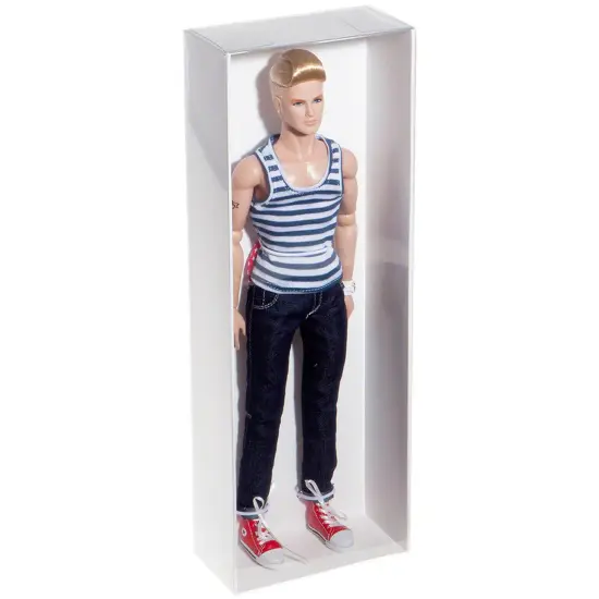 Collecting Warehouse Redoll Clear Folding Display Box with White Liners and White Elastic for 12-13 inch Dolls or Action Figures, 5" W x 2.5" D x 14" H {4}