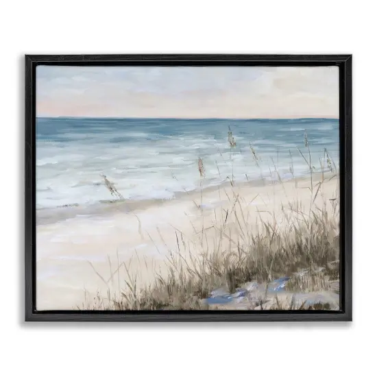 Stupell Industries Traditional Beach Coast Line Framed Floater Canvas Wall Art Gray Floater Frame {7}