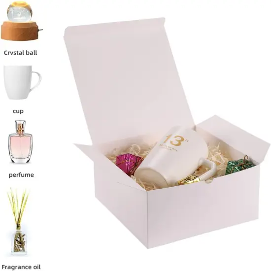 White Gift Boxes 8x8x4 Inches 10 Pack, Paper Gift Boxes for Bridesmaid Proposal, Birthday, Party, Christmas, Wedding, Crafting Boxes, With Thank You Sticker & Twine & Hangtag {3}