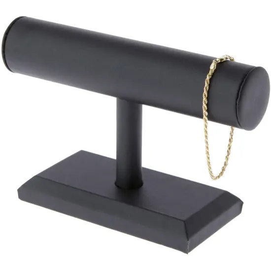 Plymor Black Faux Leather T-Bar Bracelet Display Stand, 7.5" W x 5" H {3}