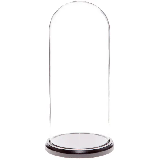 Plymor 5.5" x 13" Glass Display Dome Cloche Black Wood {1}