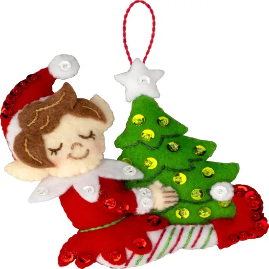 Bucilla Felt Ornaments Applique Kit Set Of 4-Merry Elves {7}
