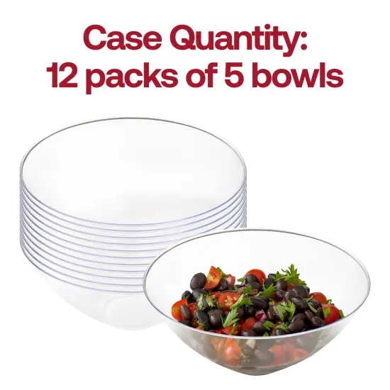 Solid Clear Organic Round Disposable Plastic Bowls - 32 oz. (60 Bowls) {5}