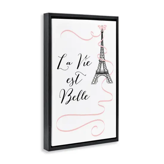 Stupell Industries Life Is Beautiful French Phrase Floating Frame Design by Martina Pavlova {3}