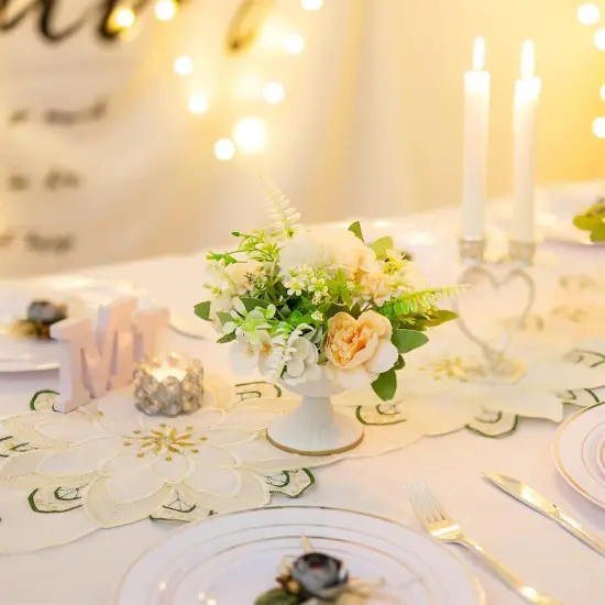 Mini White Flower Arrangement Pots for Centerpiece Table Decorations Metal Vase Urn Planter Decor (3.7IN-2PCS, White) {3}