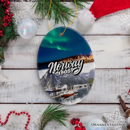Charming Norway Ornament, Scandinavian Fjord Landmarks Christmas Gift and Oslo Souvenir {7}