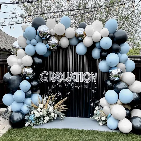 Black Balloons Double Stuffed Latex Balloon Garland Arch Kit Different Size 18/12/5 inch {4}