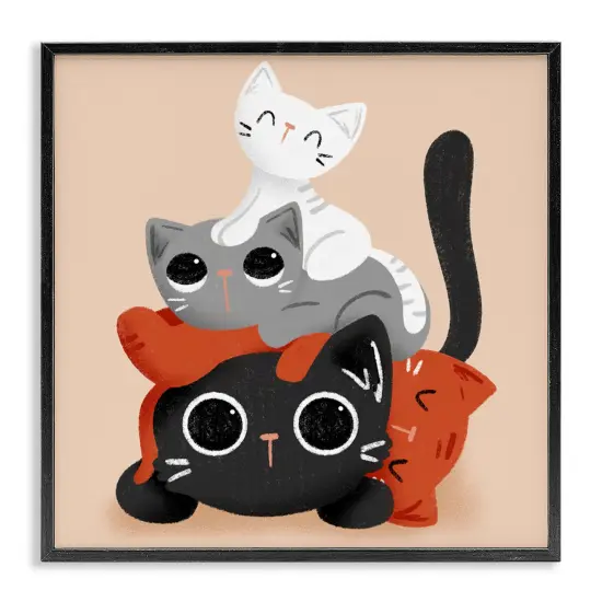 Stupell Industries Stacked Cats Pile Framed Giclee Design by Sarah Hickman {1}