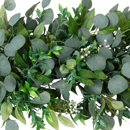 Northlight Silver Dollar and Seeded Eucalyptus Artificial Christmas Garland - 10' x 15" - Unlit Green {5}