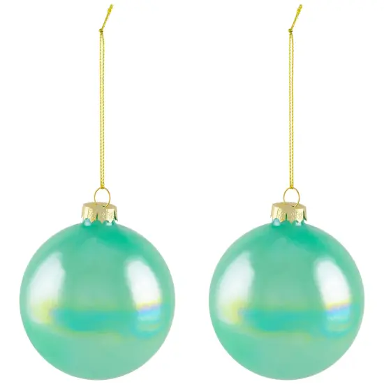 Northlight Shiny Glass Ball Christmas Ornaments - 3" (80mm) - Blue, Green and Teal- 6ct Multi {5}