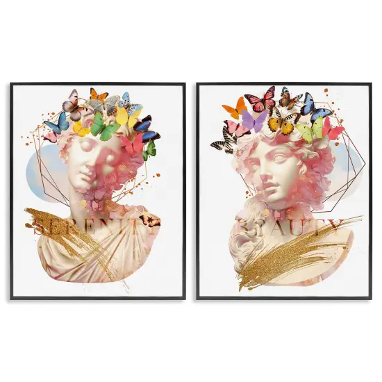 Stupell Industries Serenity & Beauty Glam Collages 2pc Framed Giclee Set Design by Susan Arnot {1}