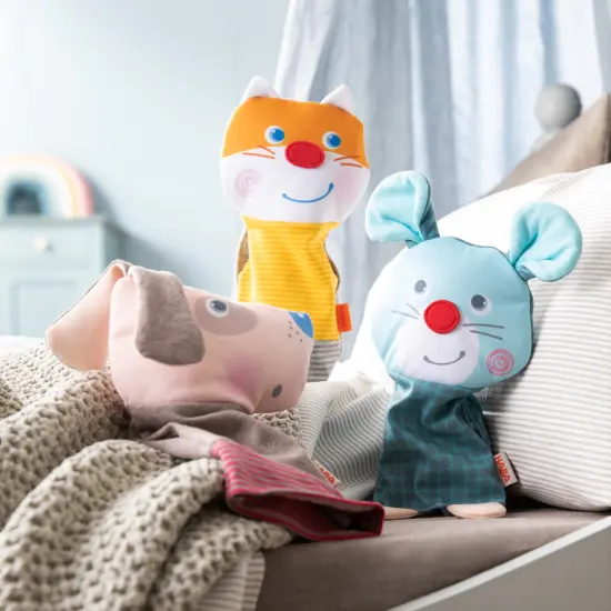 HABA Dog Hand Puppet with Interactive Grabbing Feature Where Puppeteer's Fingers Become Arms of The Animal Multicolor {4}