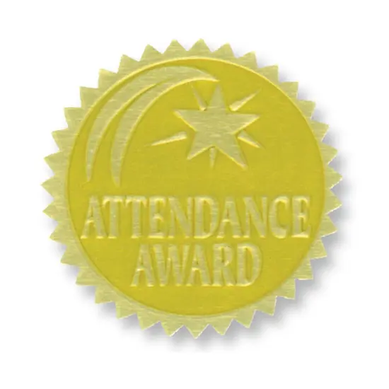 Gold Foil Embossed Seals, Attendance Award, 54 Per Pack {1}