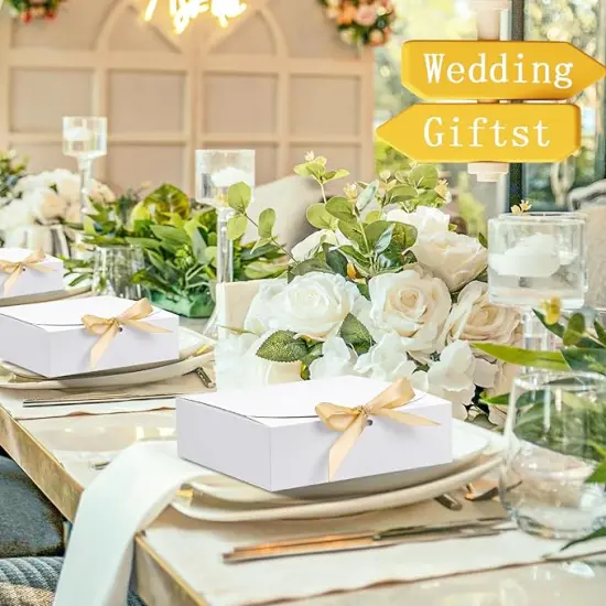 10pack Gift Boxes with Lids, 6.5''x6.5''x2'' White Gift Boxes For Presents, Paper Boxes Gift Boxes with Ribbon for Birthday Wedding Party Chocolate Candy {2}