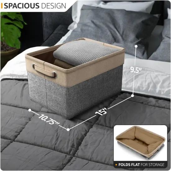 Premium Fabric Storage Cubes 15 Inch- Big Sturdy Collapsible Storage Bins with Dual Handle {2}