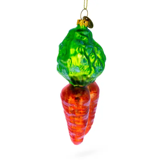 Orange Carrot Glass Christmas Ornament {3}