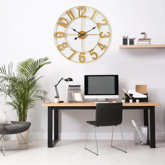 Sorbus Large Wall Clock - 24-inch Decorative Numeral Wall Clock - Battery Operated Analog - Living Room and Kitchen D&eacute;cor Gold {6}